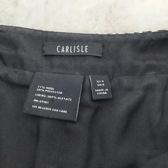 Carlisle Women’s Classic Wool Blend Pencil Skirt Black/White Knee Length Size 4