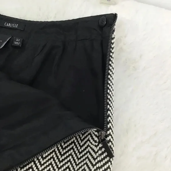Carlisle Women’s Classic Wool Blend Pencil Skirt Black/White Knee Length Size 4