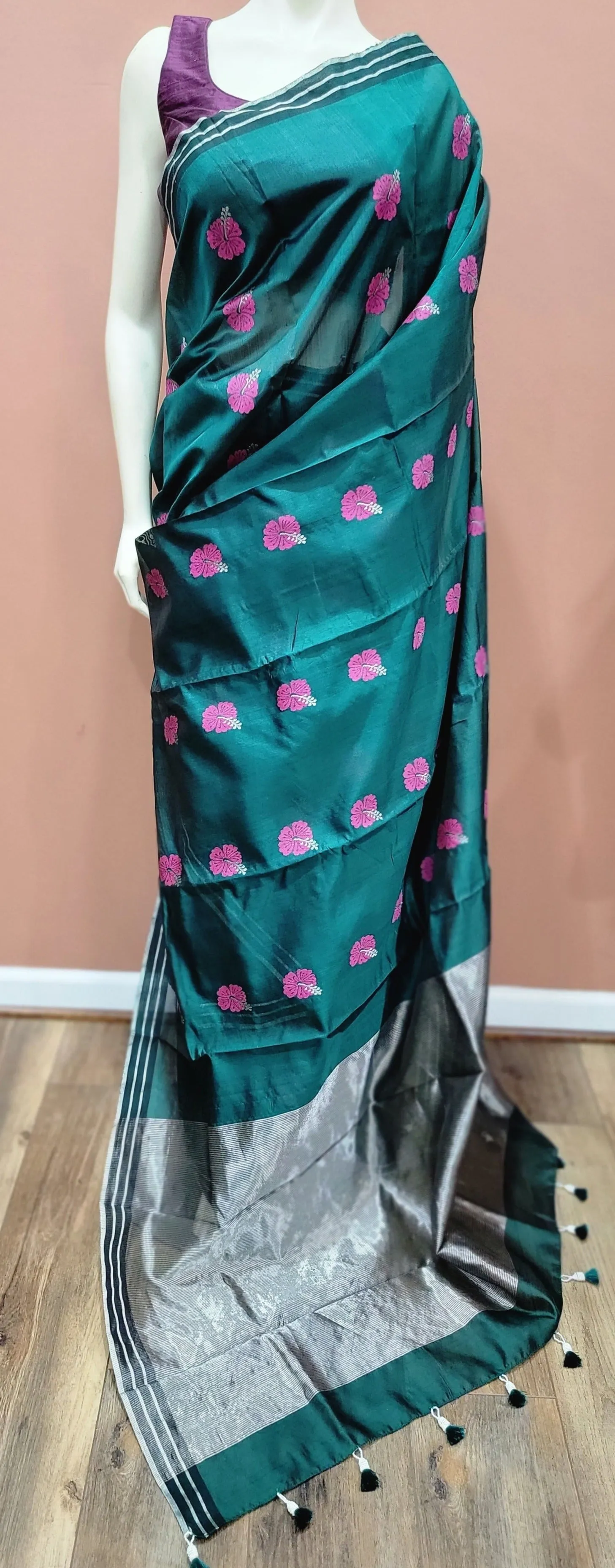 Chanderi Silk Saree w/ Blouse