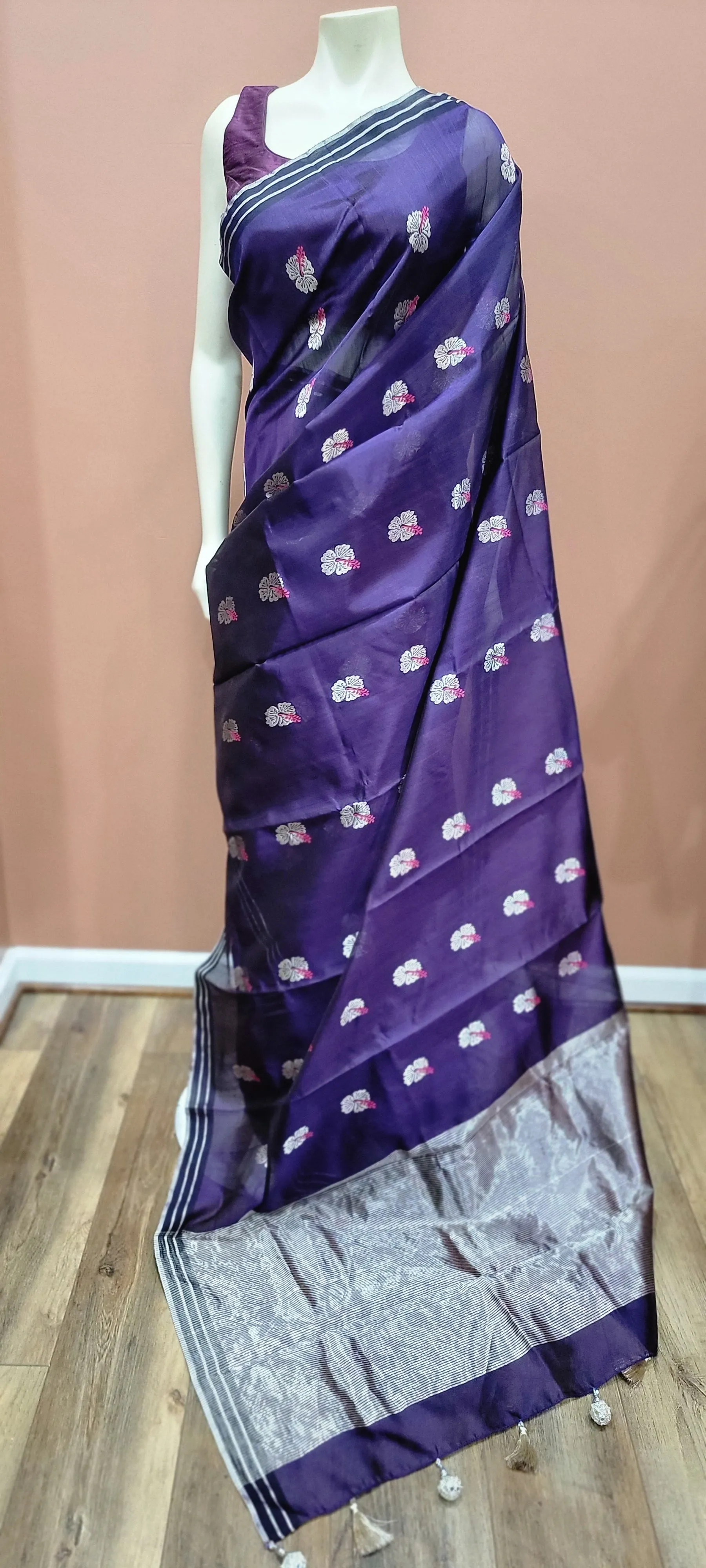 Chanderi Silk Saree w/ Blouse