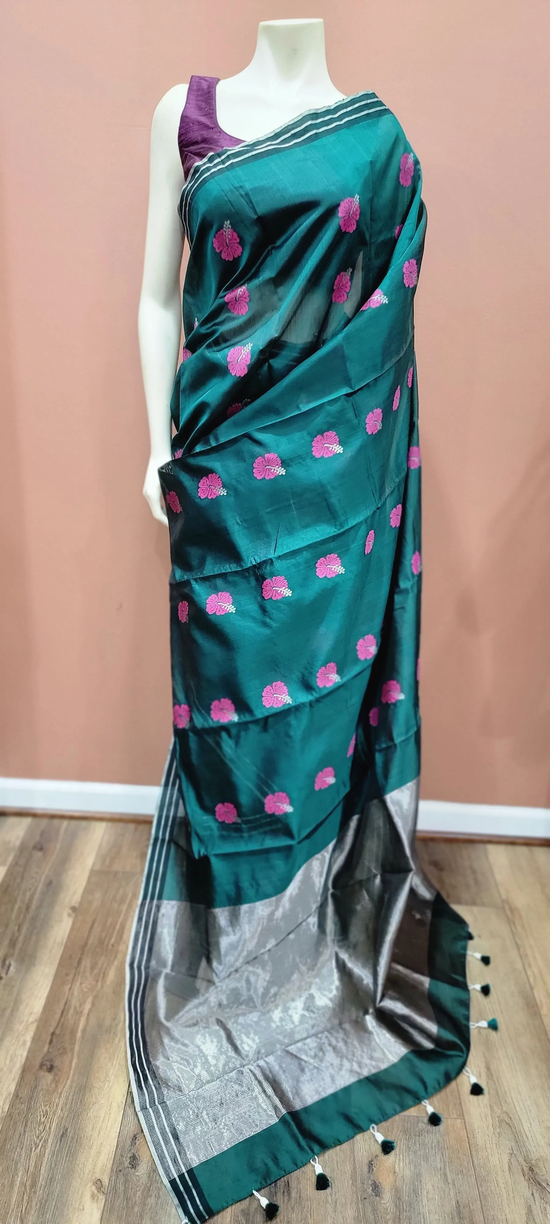 Chanderi Silk Saree w/ Blouse
