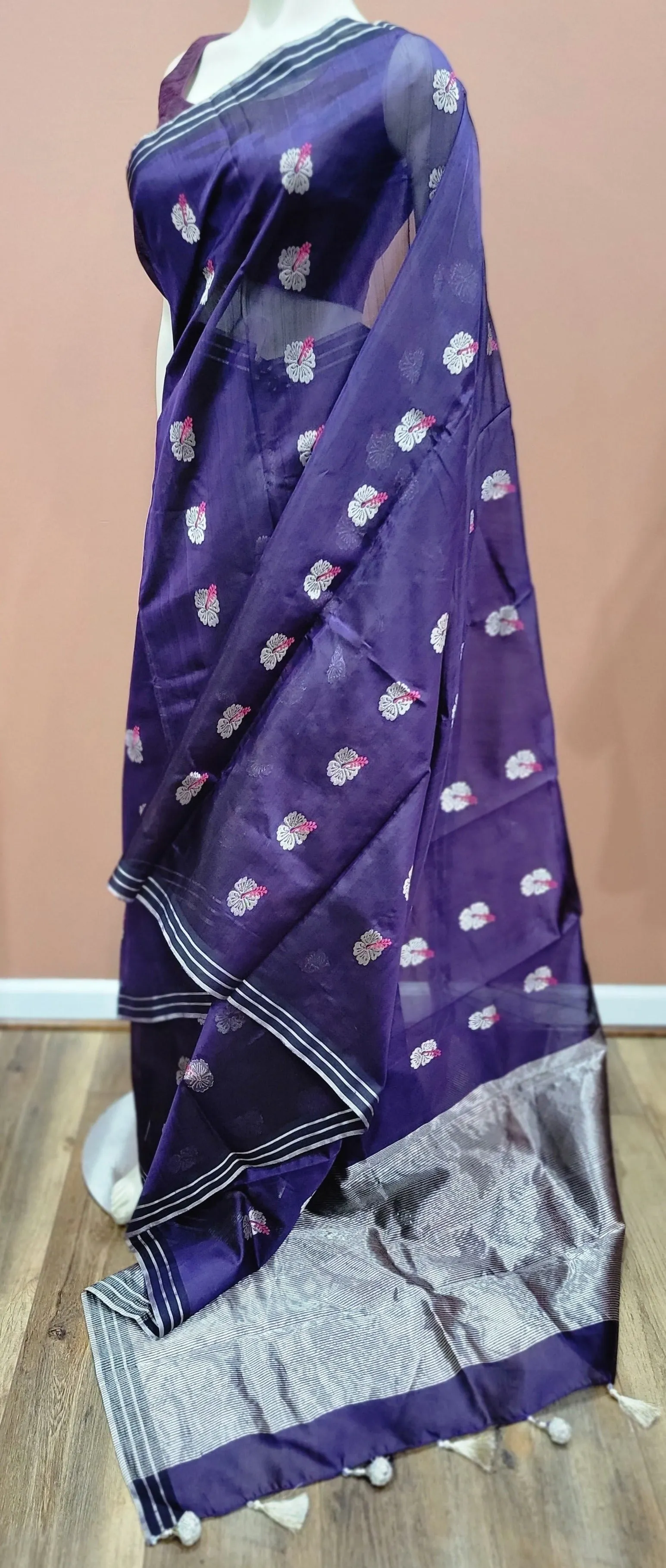 Chanderi Silk Saree w/ Blouse