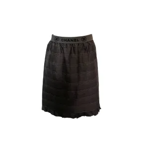 Chanel Grey Logo Knee Length Skirt
