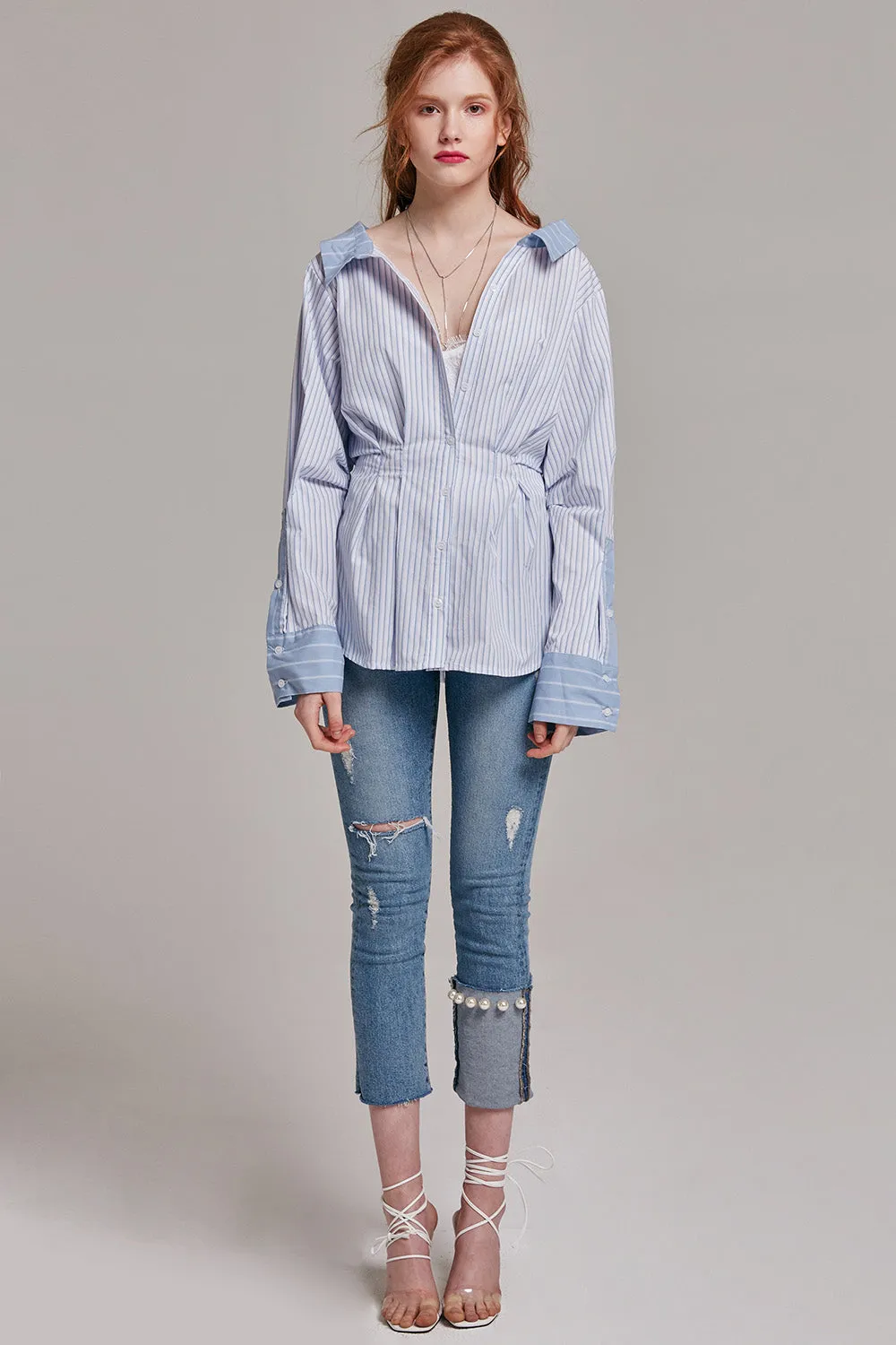 Charlie Tie Waist Button-Up Blouse