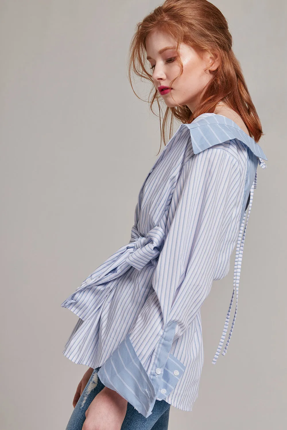 Charlie Tie Waist Button-Up Blouse