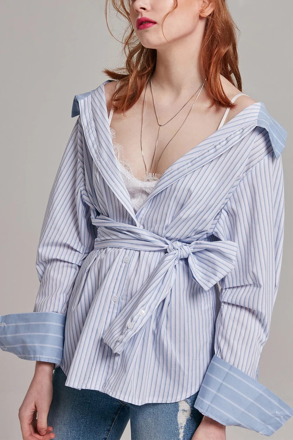 Charlie Tie Waist Button-Up Blouse