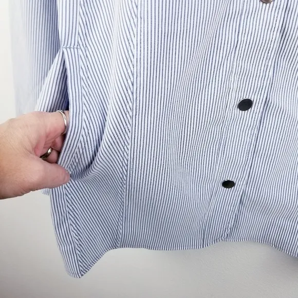 Chico's Blazer Striped Jacket Blue &amp; White NWT, size 3
