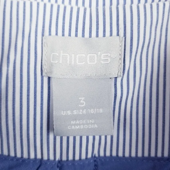 Chico's Blazer Striped Jacket Blue &amp; White NWT, size 3