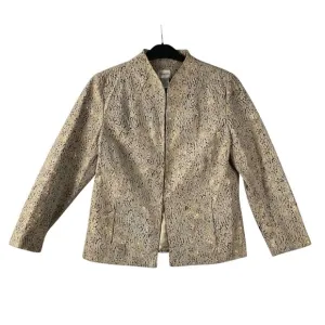 Chico's Women's Tan/Gold Foil Perforated Leather Jacket Blazer Size 1
