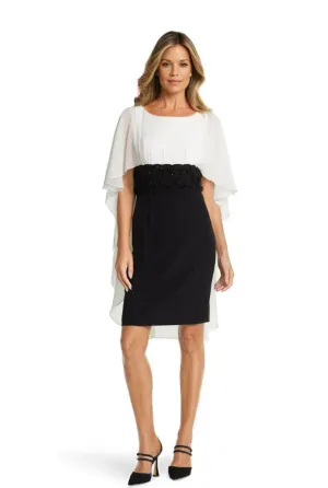 Chiffon Cape Dress with Soutache Waist