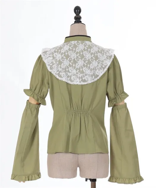 Chinese Button Blouse With Arm Covers