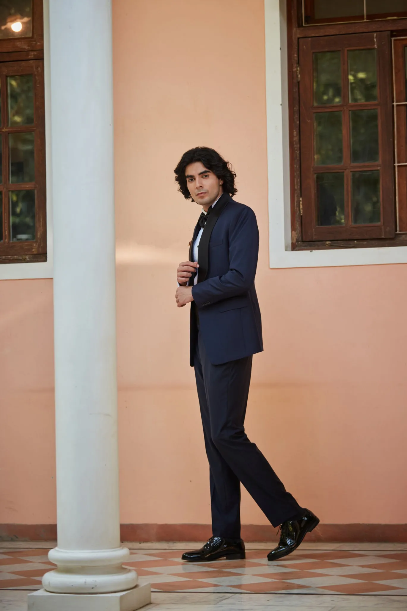 Christopher Navy Blue Tuxedo Peak lapel