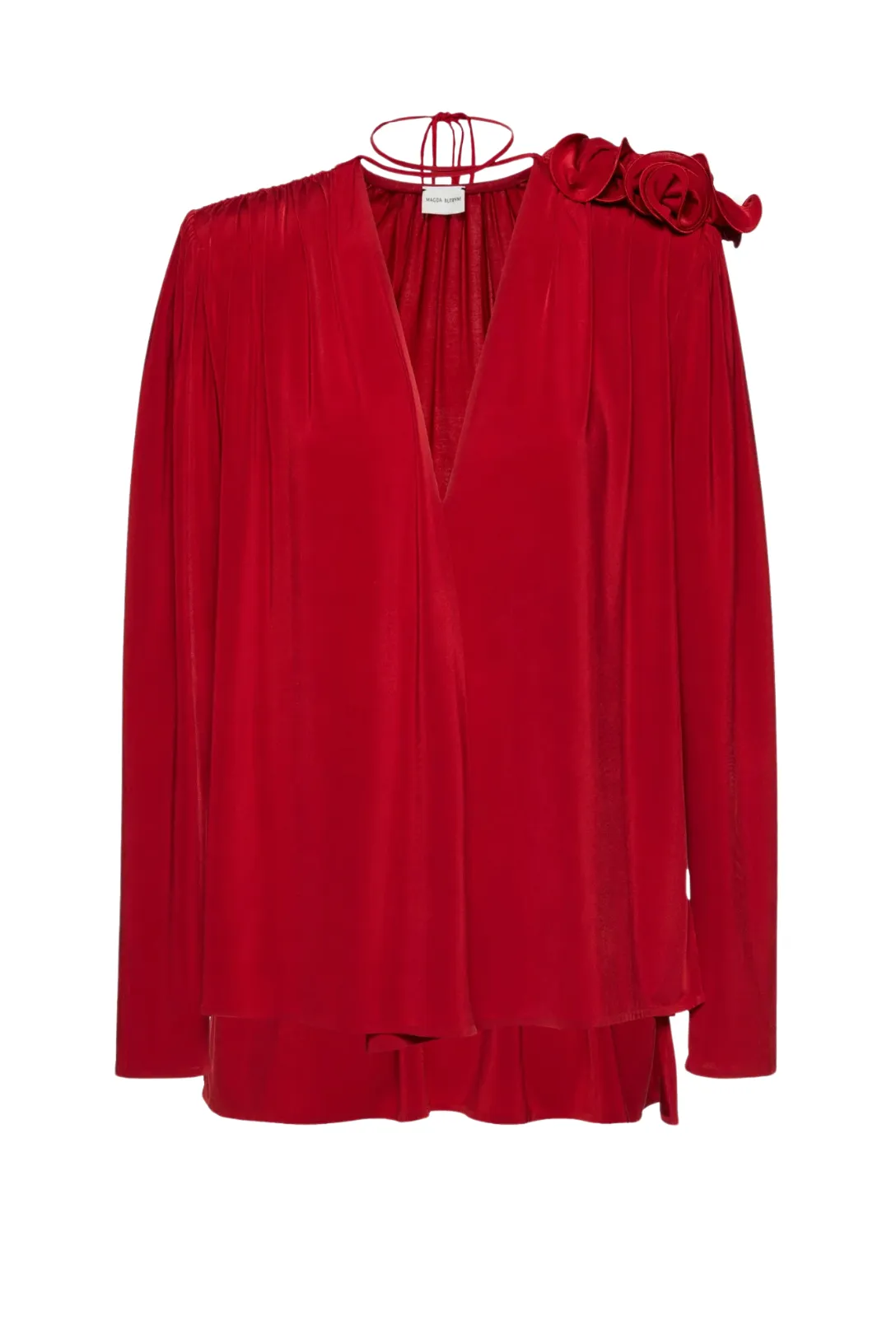 Classic Jersey Shirred Flower Blouse | Red