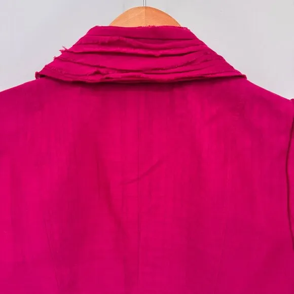 Classiques Entier Blazer Jacket Womens XS Pink Cotton Silk Blend Sheer Sleeves