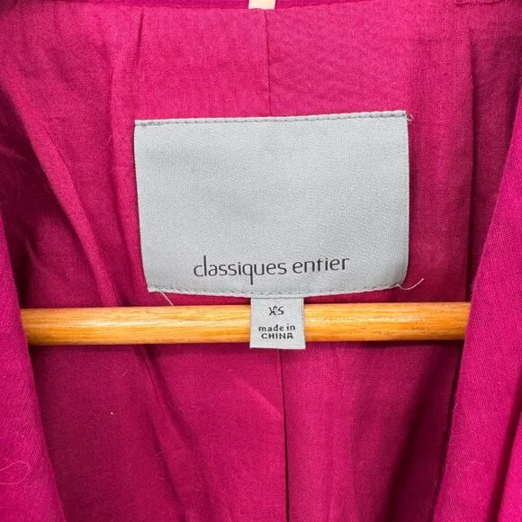 Classiques Entier Blazer Jacket Womens XS Pink Cotton Silk Blend Sheer Sleeves