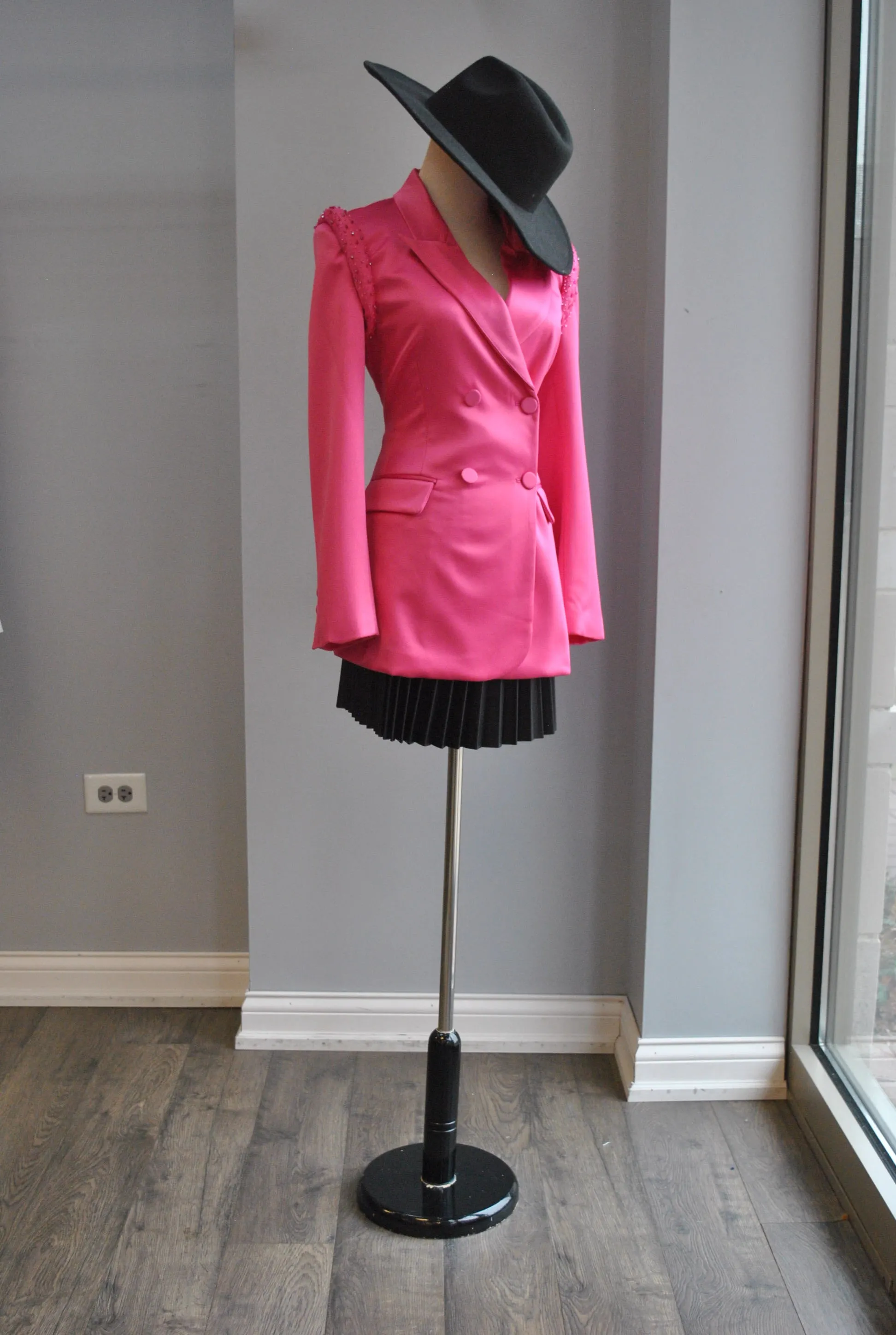 CLEARANCE - FUCHSIA PINK SATIN BLAZER