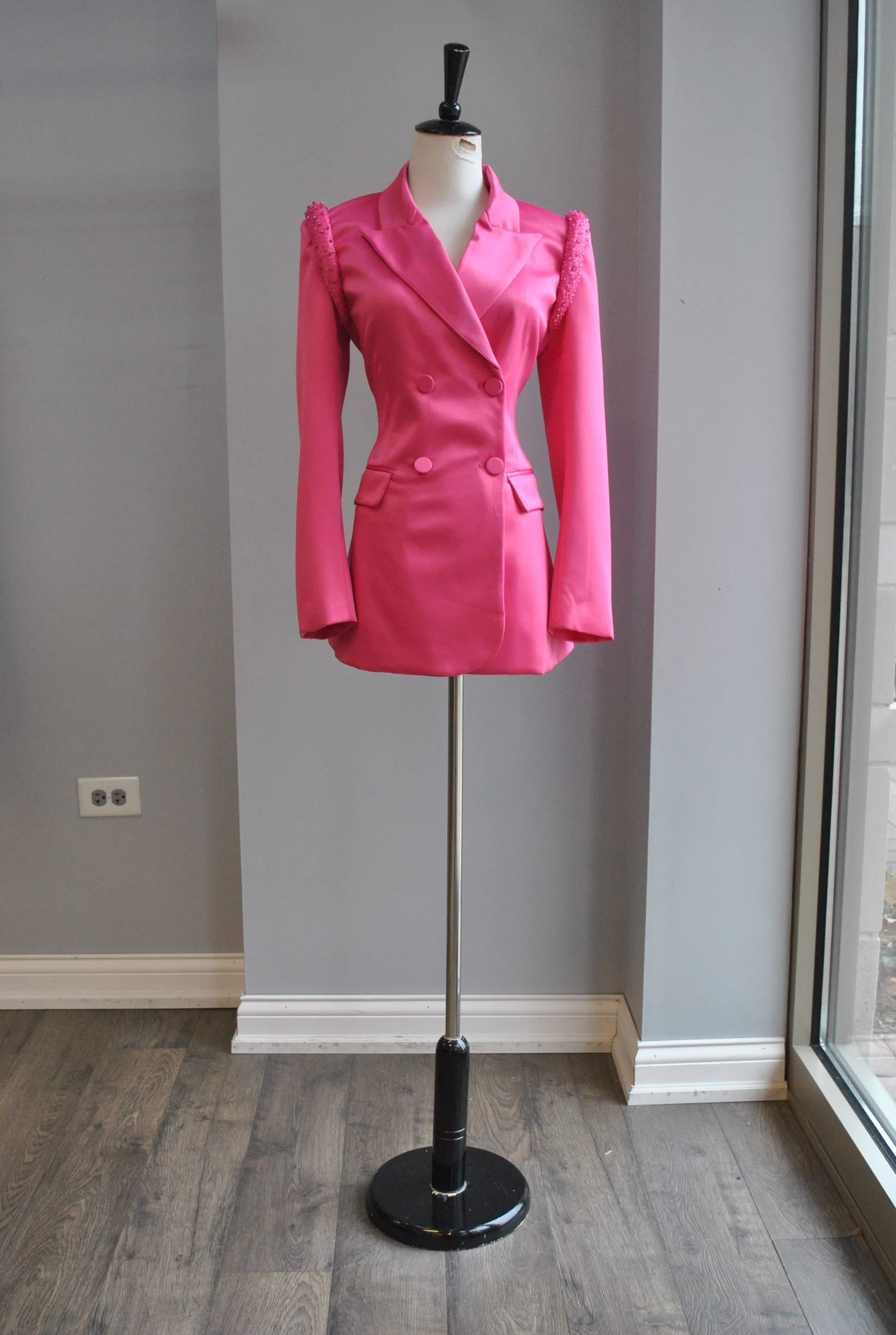 CLEARANCE - FUCHSIA PINK SATIN BLAZER