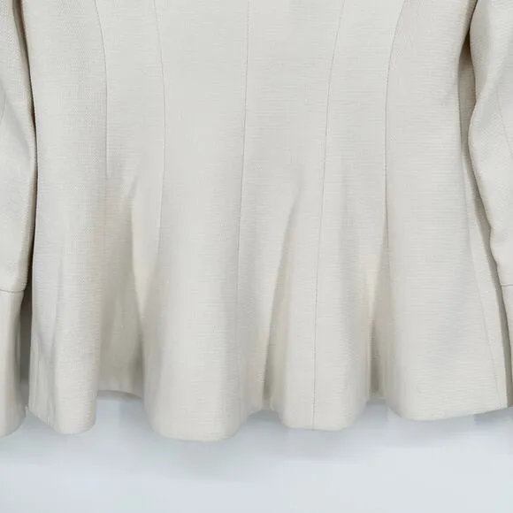 Club Monaco Pru Blazer Bell Sleeve Long Sleeve Textured Collarless Jacket, White