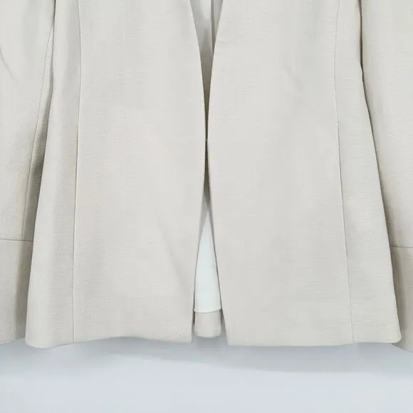 Club Monaco Pru Blazer Bell Sleeve Long Sleeve Textured Collarless Jacket, White