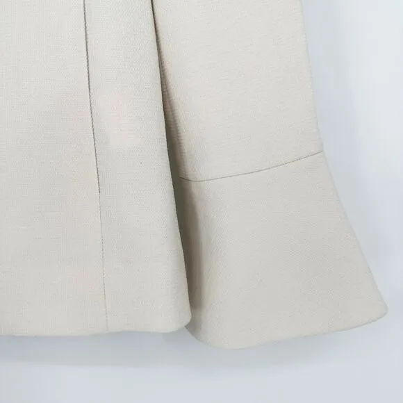 Club Monaco Pru Blazer Bell Sleeve Long Sleeve Textured Collarless Jacket, White