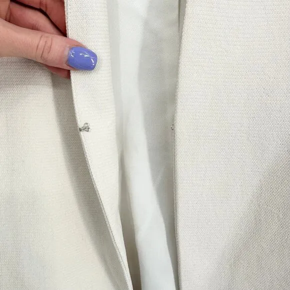 Club Monaco Pru Blazer Bell Sleeve Long Sleeve Textured Collarless Jacket, White
