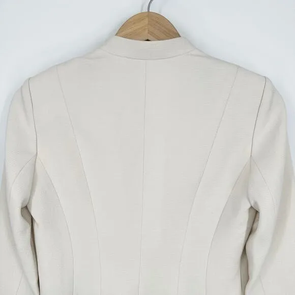 Club Monaco Pru Blazer Bell Sleeve Long Sleeve Textured Collarless Jacket, White