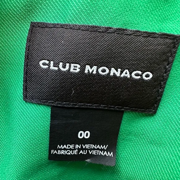 Club Monaco Women Nicola Green Lined  Pockets Blazer Jacket‎  Size 00