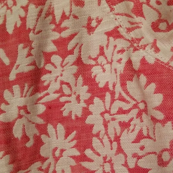 ColdWater Creek jacket coral pink with floral print denim mix button down