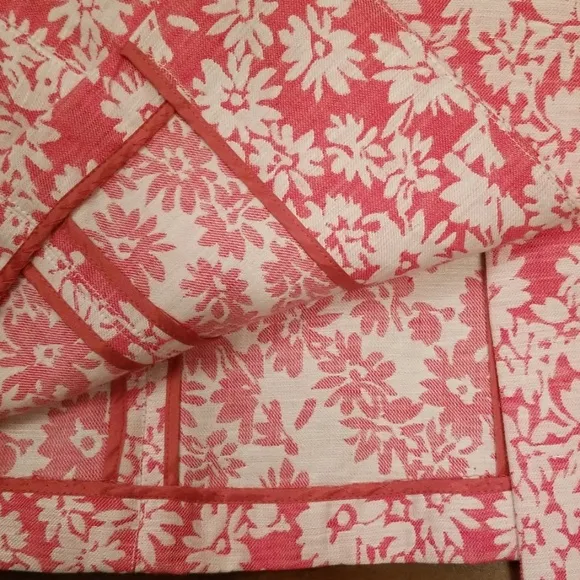 ColdWater Creek jacket coral pink with floral print denim mix button down