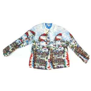 Coldwater Creek Women's Medium Painted Paradise Blue Jacket Blazer Lined NWT NEW