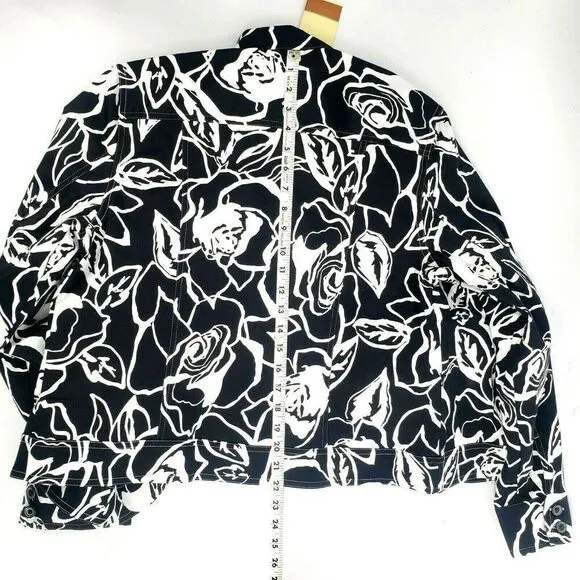 Coldwater Creek Rose Jacket Blazer Black White