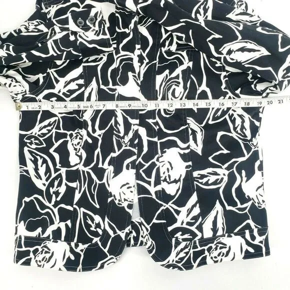 Coldwater Creek Rose Jacket Blazer Black White