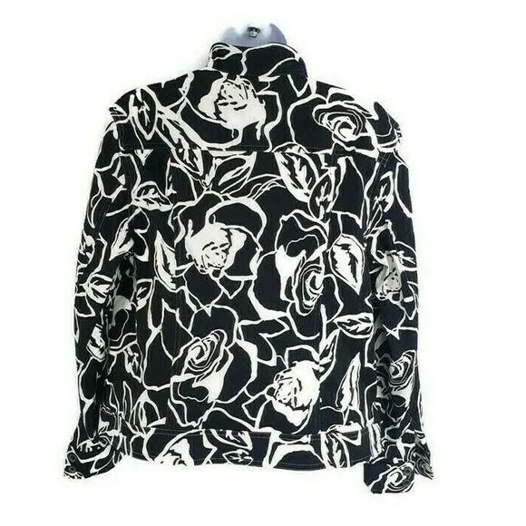 Coldwater Creek Rose Jacket Blazer Black White
