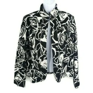 Coldwater Creek Rose Jacket Blazer Black White