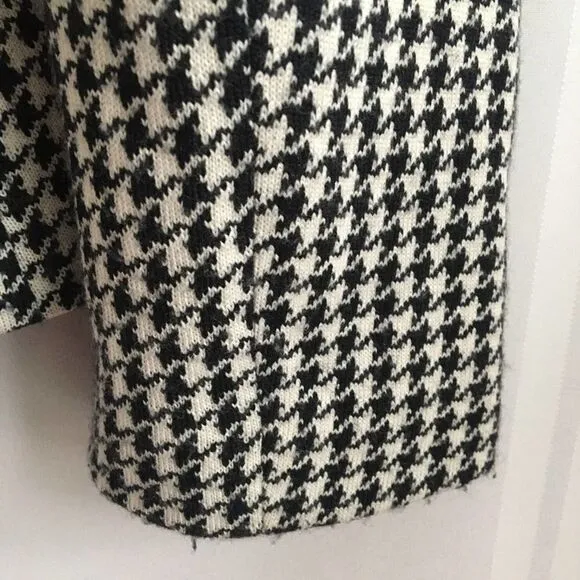 Coldwater Creek Houndstooth Blazer Jacket Small White Black Long Sleeve Wool