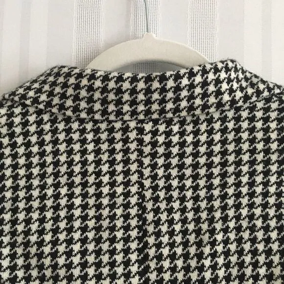 Coldwater Creek Houndstooth Blazer Jacket Small White Black Long Sleeve Wool