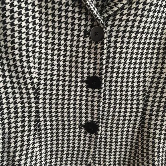 Coldwater Creek Houndstooth Blazer Jacket Small White Black Long Sleeve Wool
