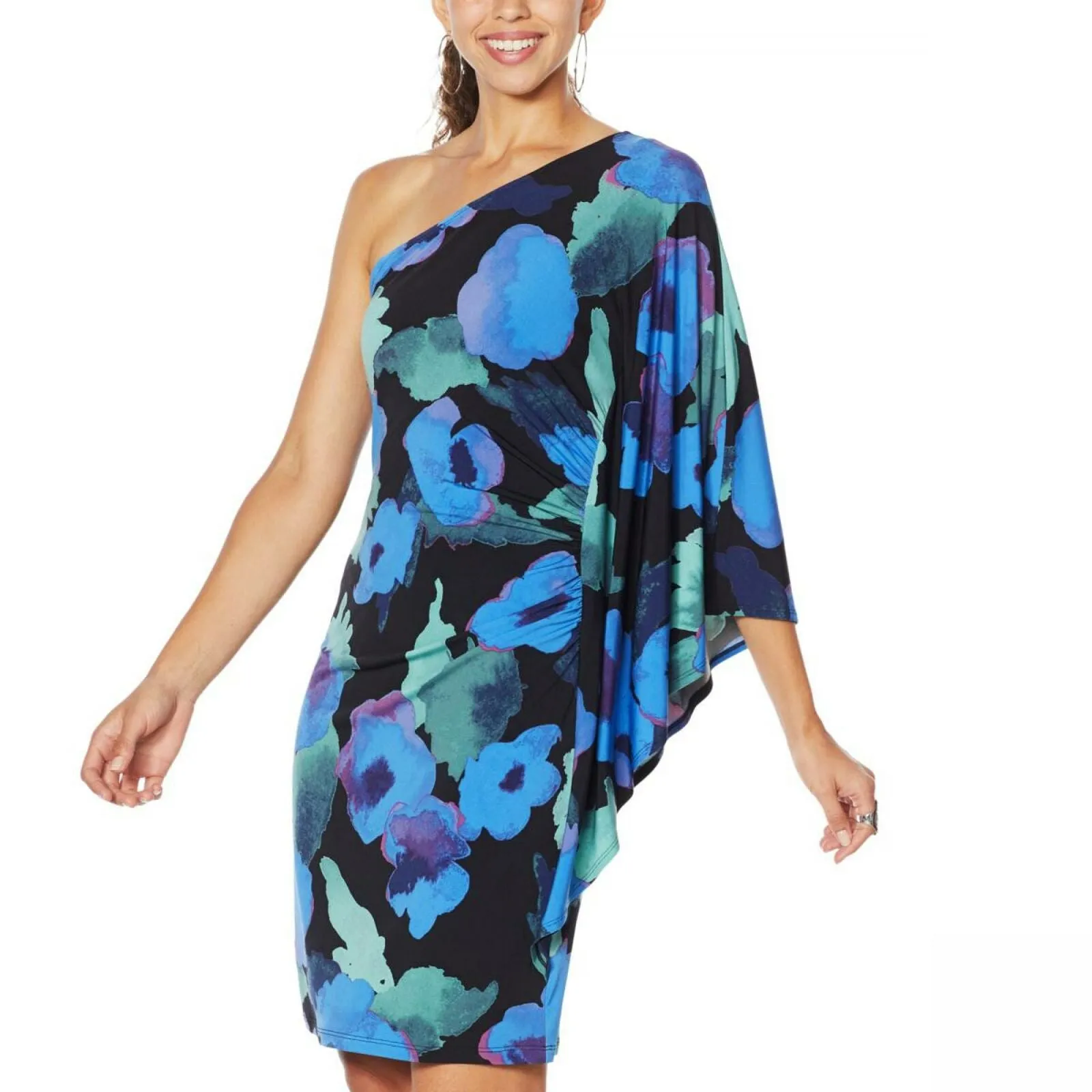 Colleen Lopez Women's Knit One Shoulder Flounce Dress