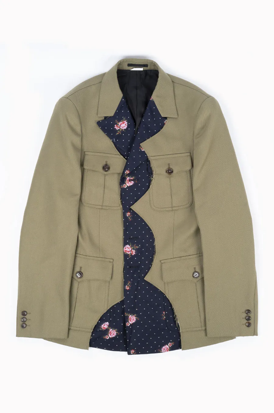 COMME DES GARCONS HOMME PLUS POLY FLORAL JACKET KHAKI NAVY