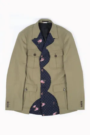 COMME DES GARCONS HOMME PLUS POLY FLORAL JACKET KHAKI NAVY