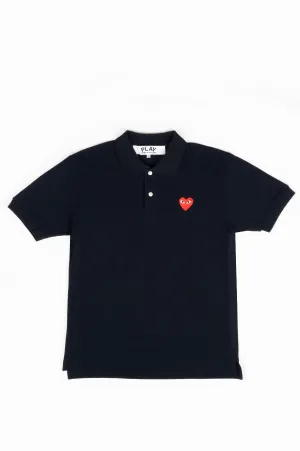 COMME DES GARCONS PLAY POLO TSHIRT NAVY RED HEART