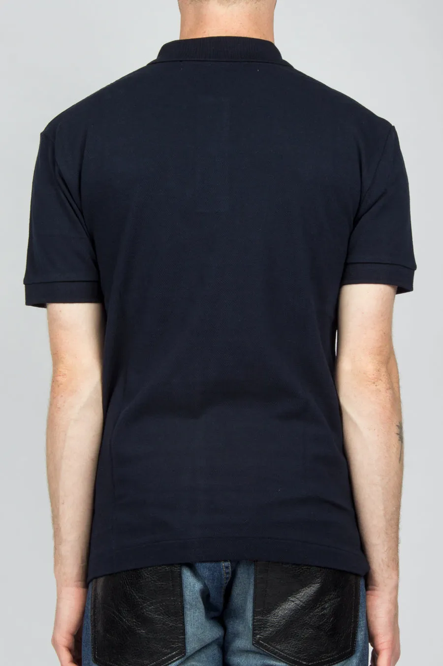 COMME DES GARCONS PLAY POLO TSHIRT NAVY RED HEART