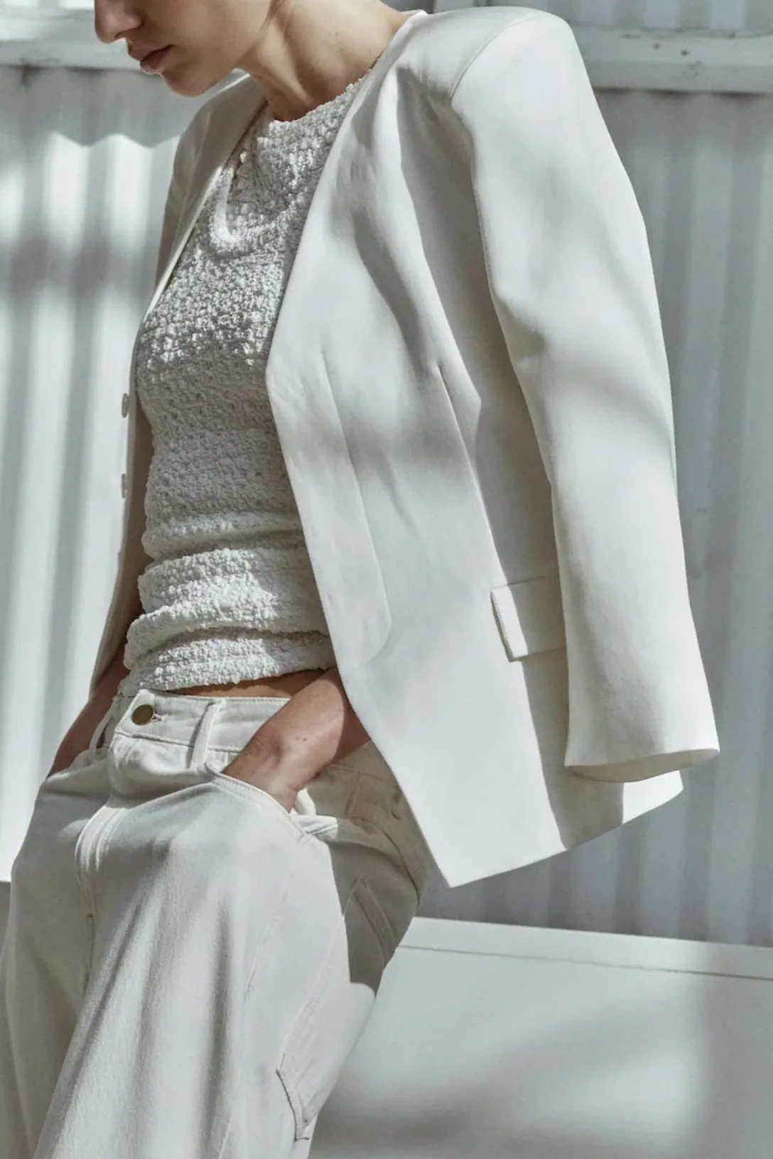 Crepe Sartorial Jacket | Cream