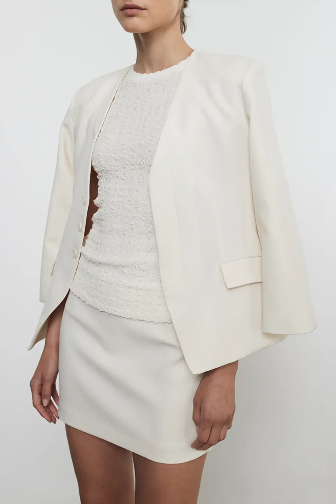 Crepe Sartorial Jacket | Cream