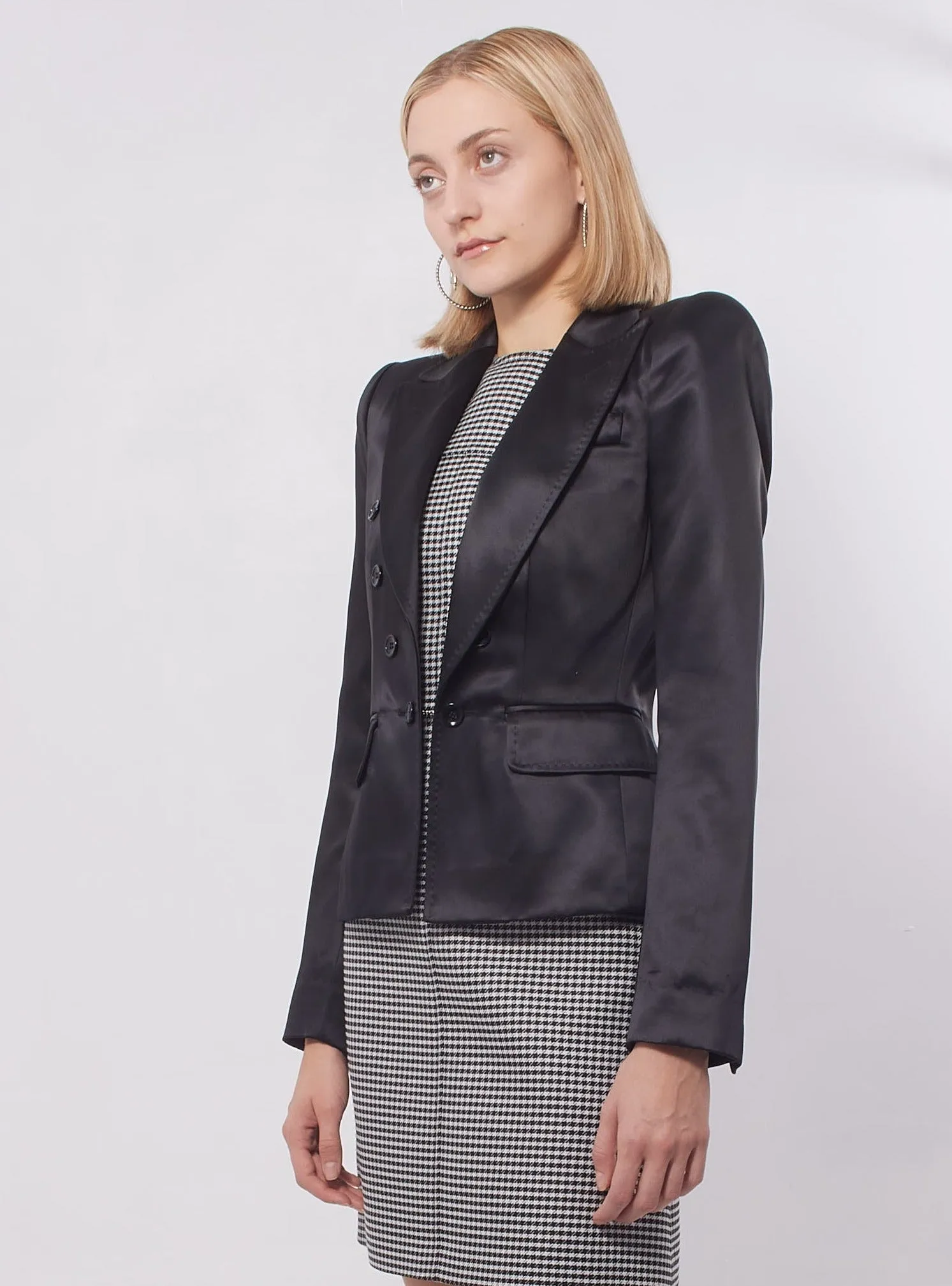 D&G Black Satin Blazer Jacket - 40