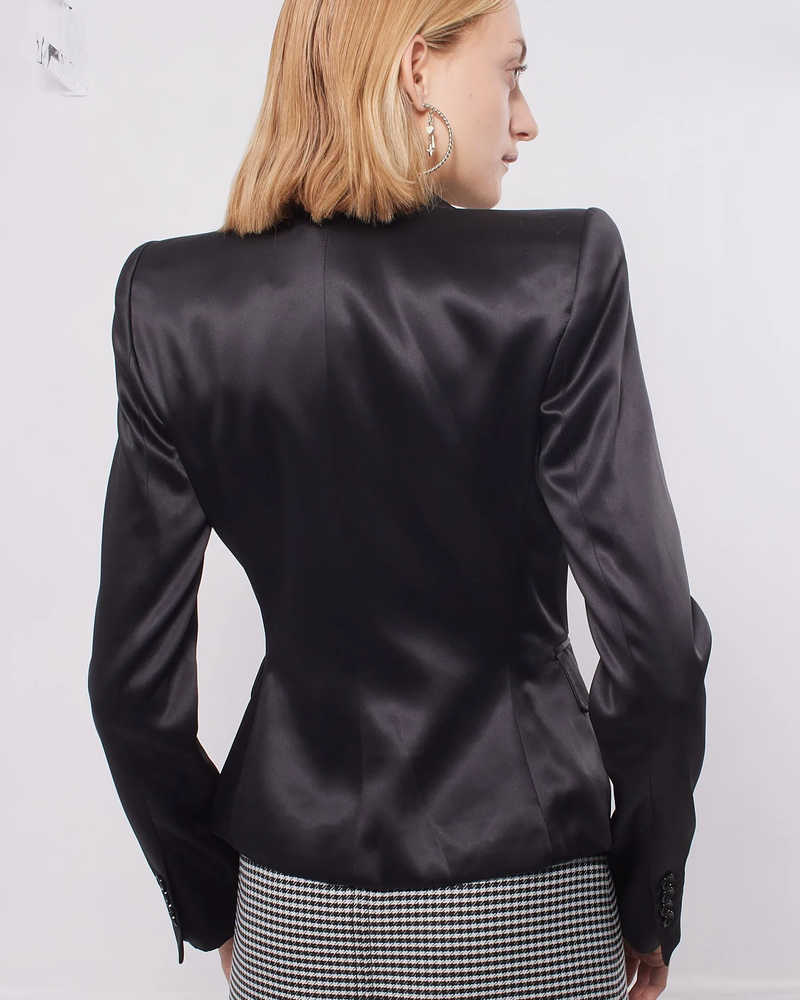D&G Black Satin Blazer Jacket - 40