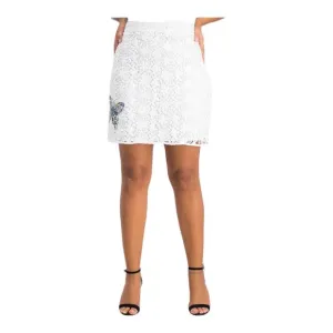 Desigual White Lace Butterfly Embroidered Skirt Boho 40 EU / 6 US New