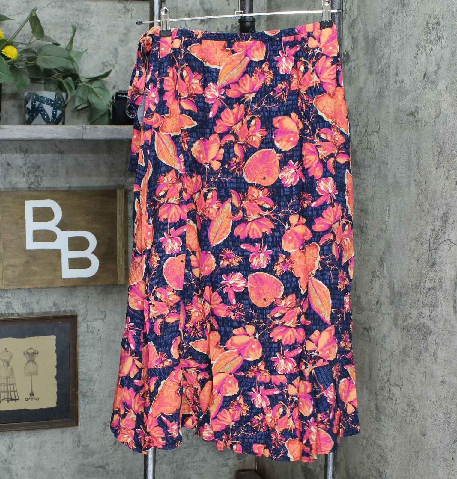 DG2 by Diane Gilman Women's Faux Wrap Ruffle Printed Skirt