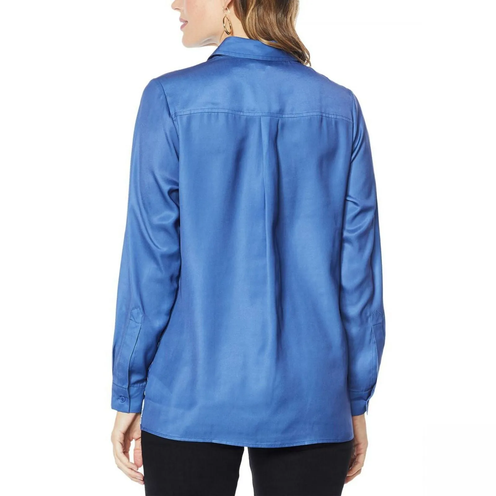 DG2 by Diane Gilman Women's Printed Charmeuse Button Up Blouse
