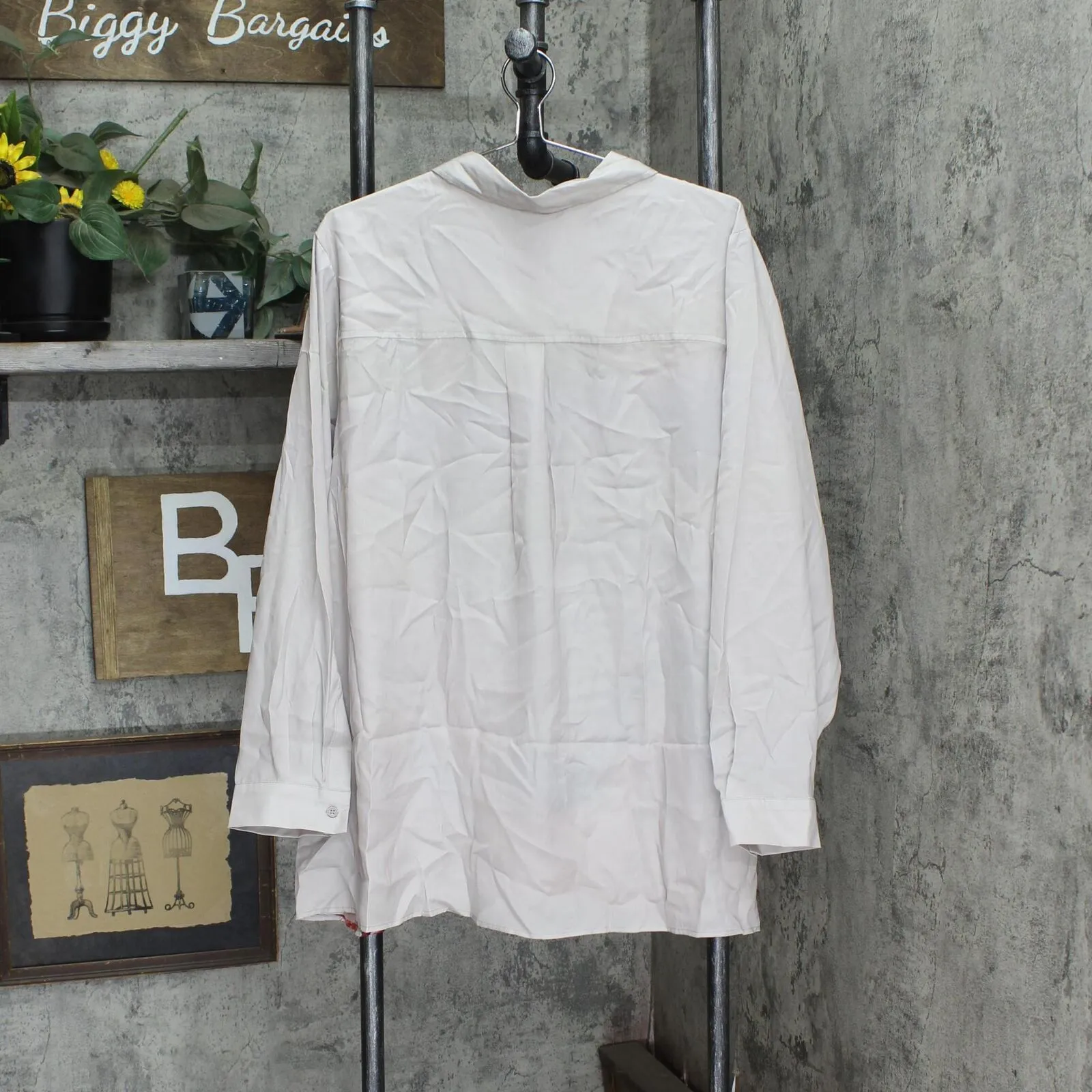 DG2 Womens Printed Charmeuse Button Up Blouse 728488 Beige Leopard 2X